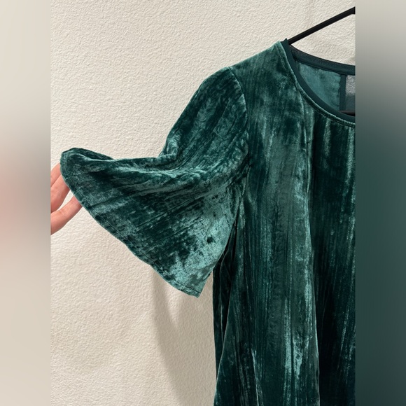 Anthropologie Maeve Green Gem Velvet Oversized Short Sleeve Blouse Top Size S - Picture 4 of 14